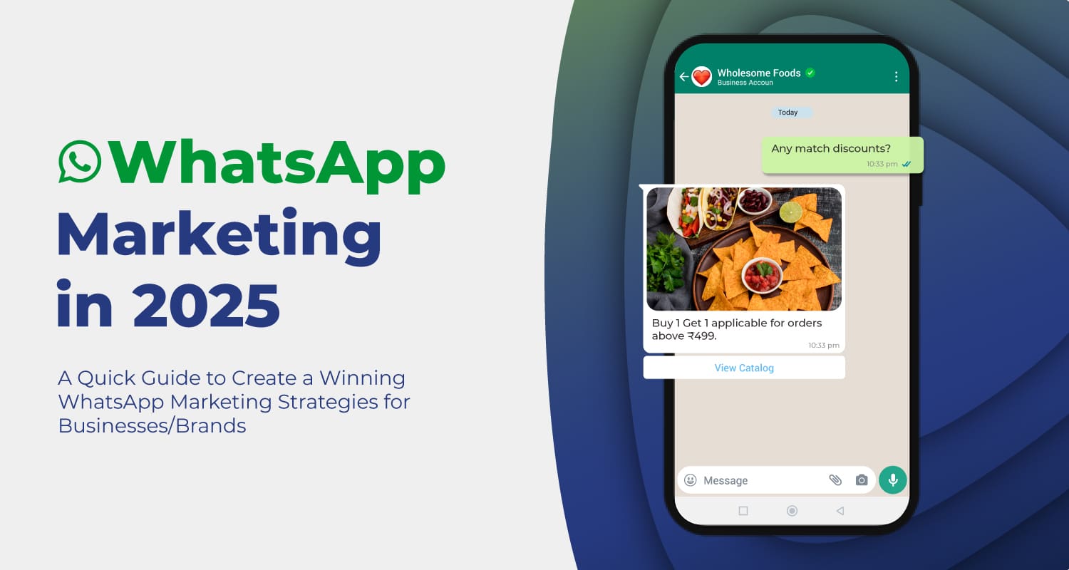 A smartphone screen showcasing WhatsApp marketing with a little text about a quick guide to crafting effective WhatsApp marketing strategies for business.